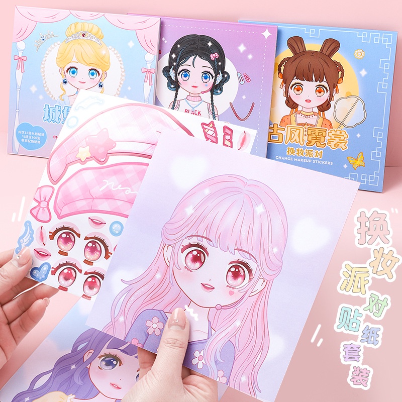 Beauty Makeup Girl - 1 pz trucco cambia adesivi bambini