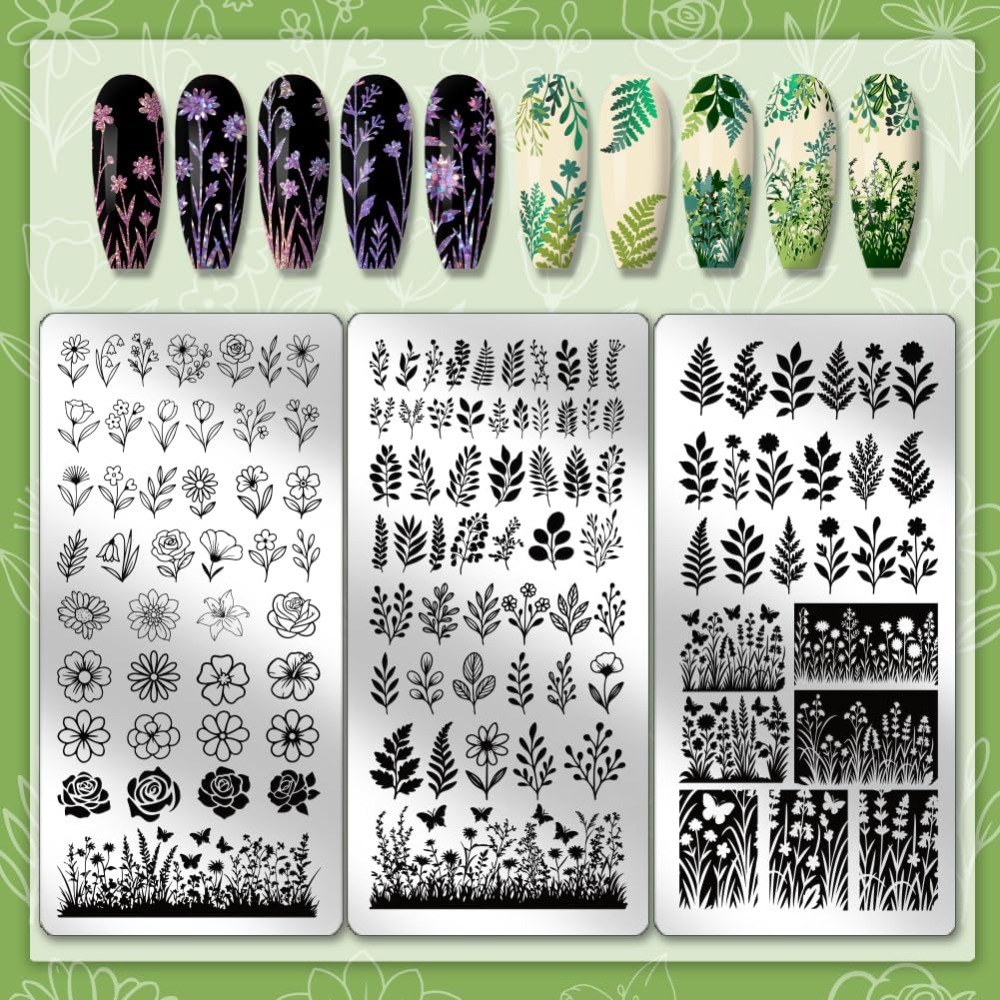 3 pz Fiore Foglia Nail Stampin - Nail Art Stamping Kit recensione e prezzo